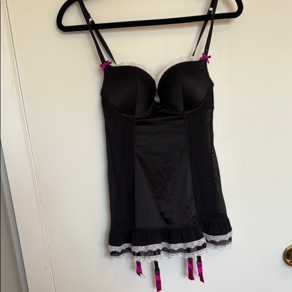 La SENZA Other - La SENZA Black and Purple bustier Corset  with Lace Trim - EXTREME PUSH-UP